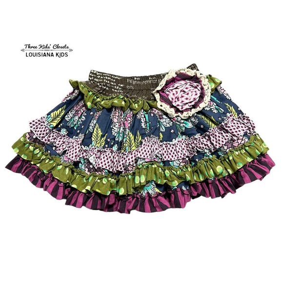 Mustard Pie 3T Mixed Print Tiered Ruffle Twirl Skirt - Picture 1 of 6